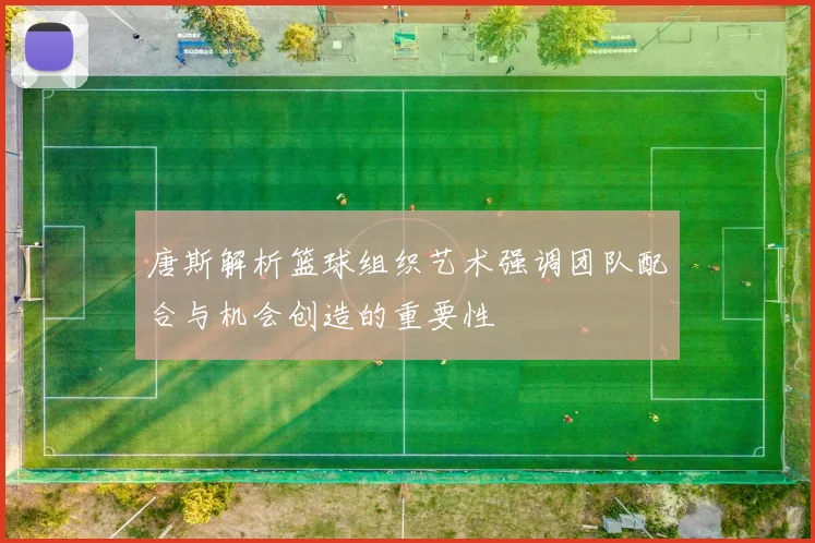 唐斯解析篮球组织艺术强调团队配合与机会创造的重要性